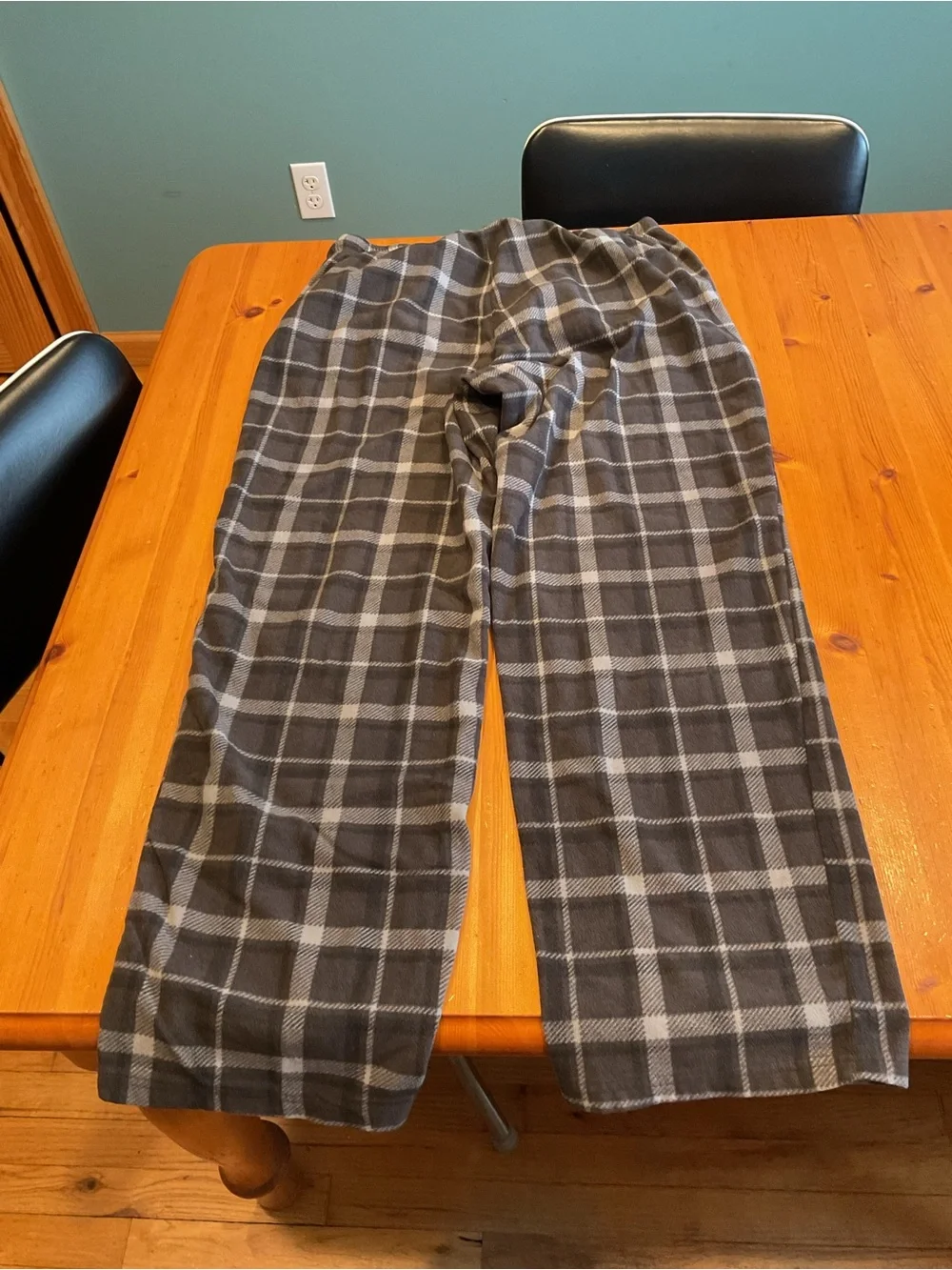 MEN’S CROFT & BARROW PLAID FLEECE PANTS LOUNGE PAJAMA SIZE L NAVY GREEN GRAY BLK - Picture 4 of 9